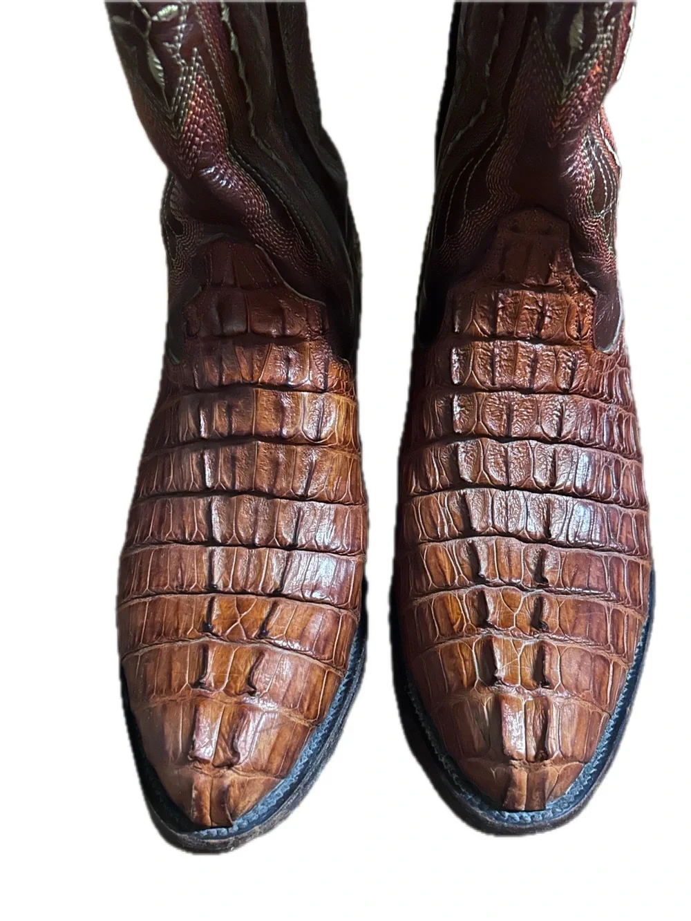 Ferrini ~ Vintage ~ Men’s 9 1/2 ~ Brown & Beige ~ Caiman Crocodile Leather Boots